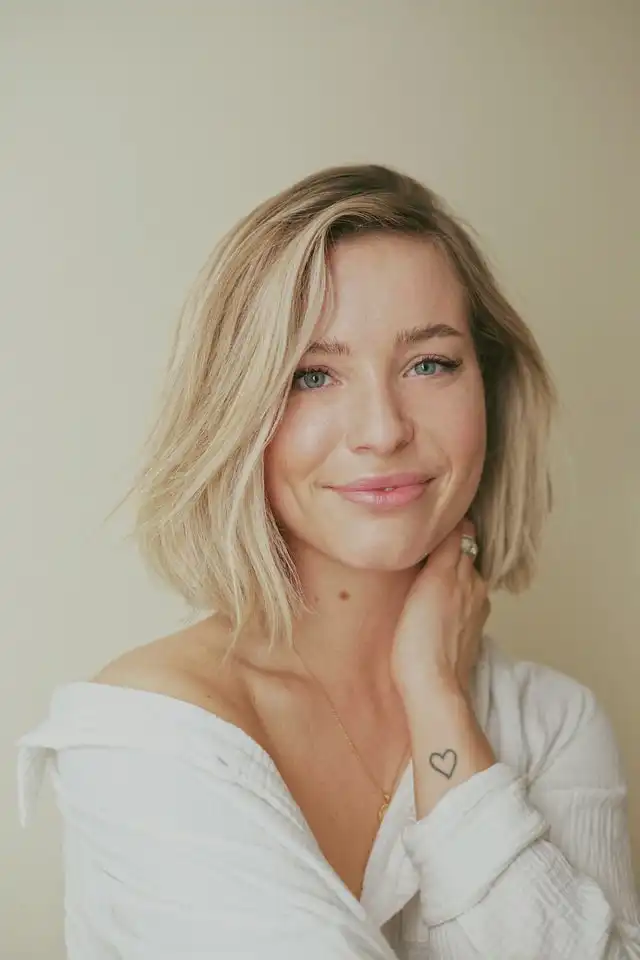 A woman with a bob haircut