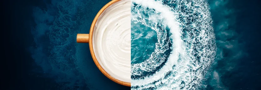 An Eksperience mampoo bowl mixed with the sea waves